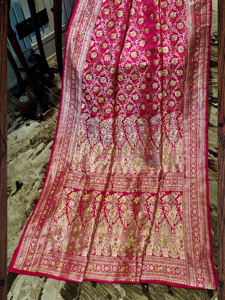 Pink Banarasi Silk Saree