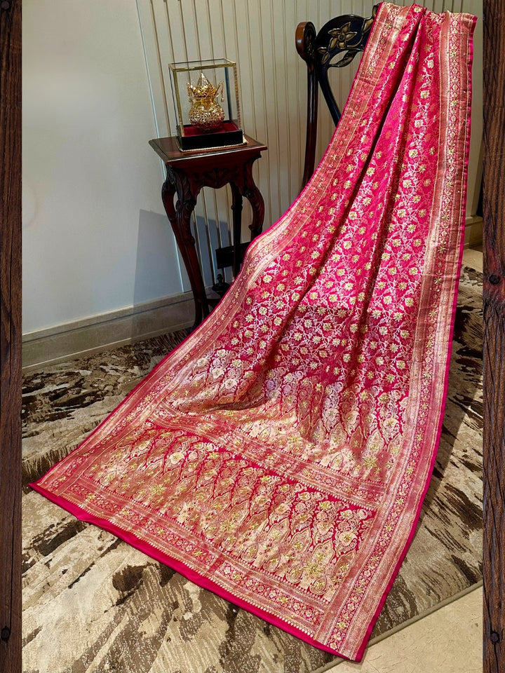 Pink Banarasi Silk Saree