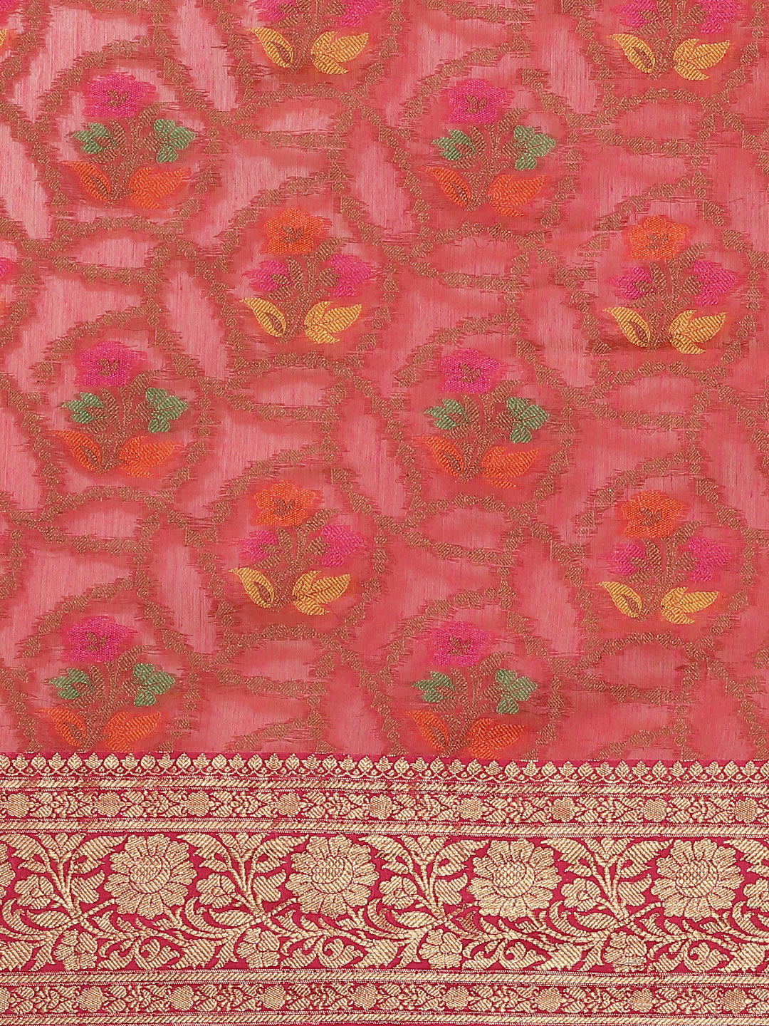 Banarasi Chanderi Meenakari Handloom Saree With Resham & Zari Weaving