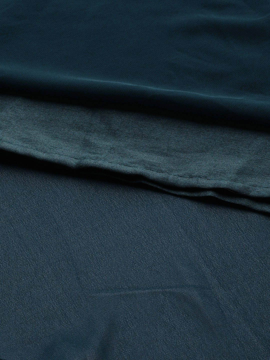 Navy Blue Georgette Pre Draped Saree Gown With Attached Dupatta