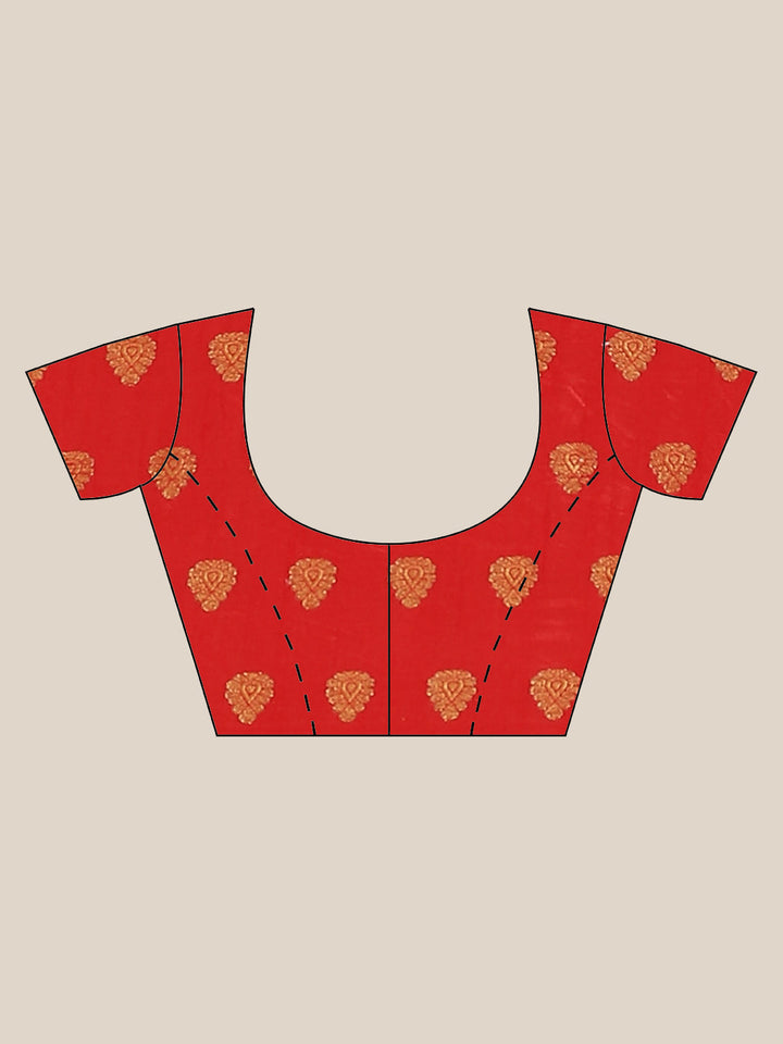Red & Yellow Ombre Chiffon Saree with Crystals Mirror Embroidery & Benarasi Blouse
