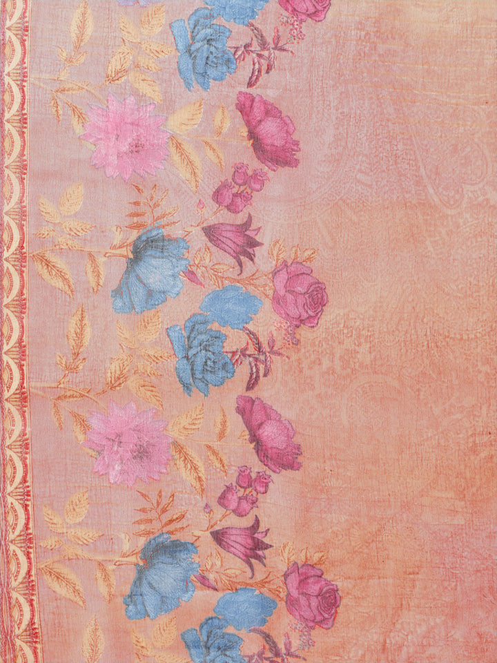 Pastel Digital Floral Print Dress Material with Chiffon Printed Dupatta