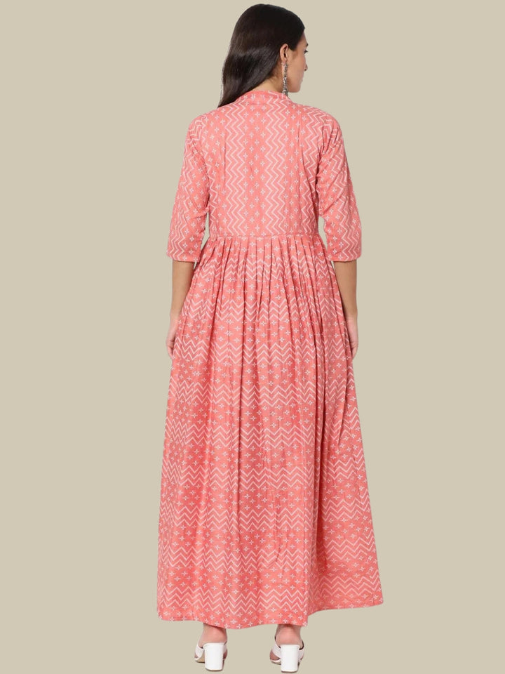 Ikat Inspire Printed Anarkali Kurta Set With Chiffon Tie & Dye Dupatta