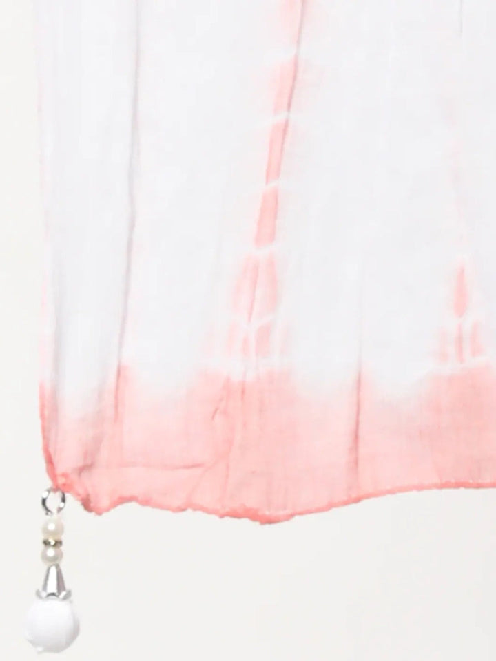 Ikat Inspire Printed Anarkali Kurta Set With Chiffon Tie & Dye Dupatta