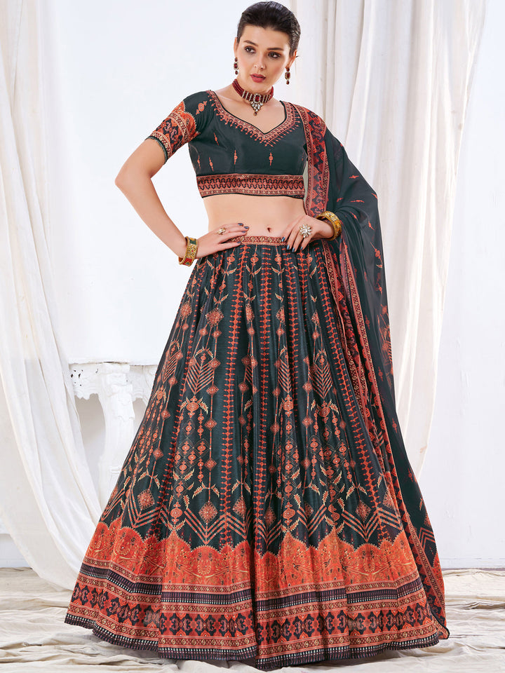 Embellished Kalidar Lehenga Set with Tribal inspired Chiffon dupatta