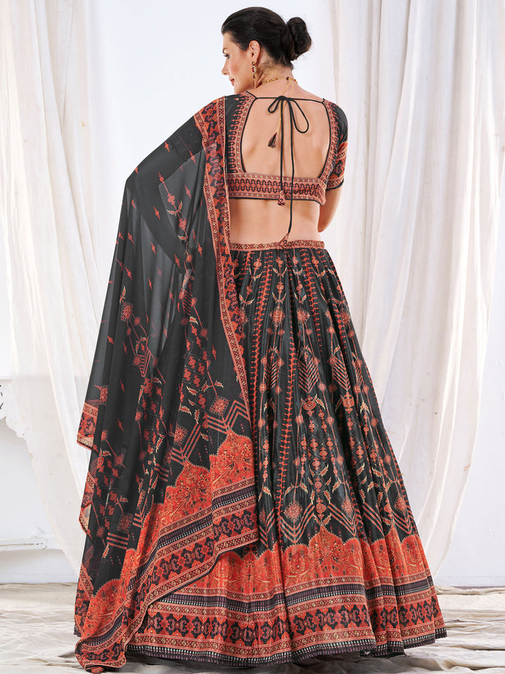 Embellished Kalidar Lehenga Set with Tribal inspired Chiffon dupatta
