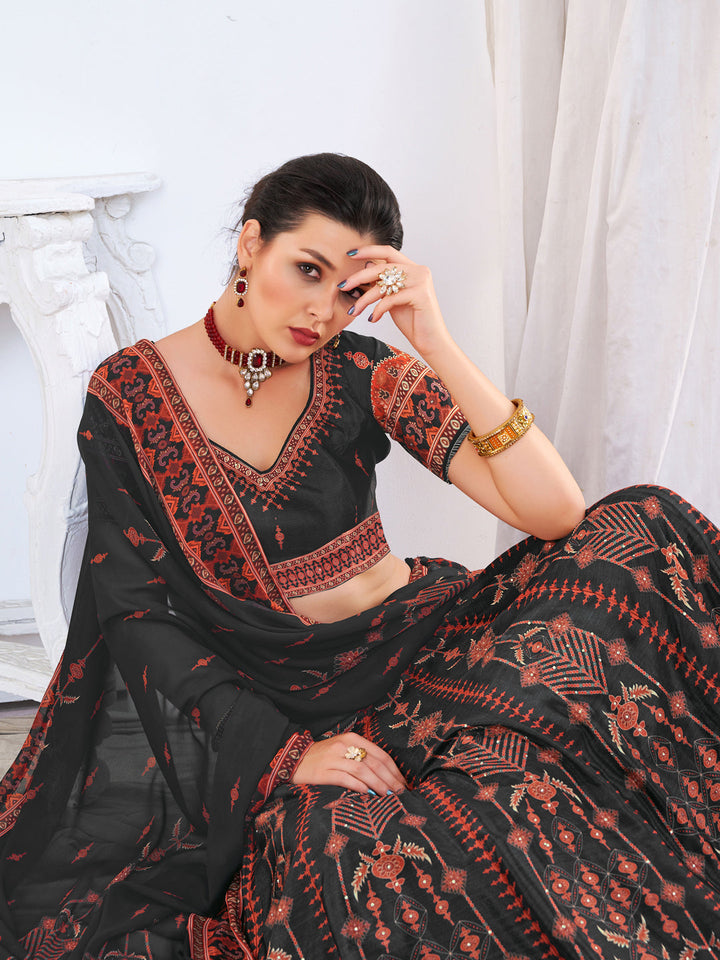 Embellished Kalidar Lehenga Set with Tribal inspired Chiffon dupatta