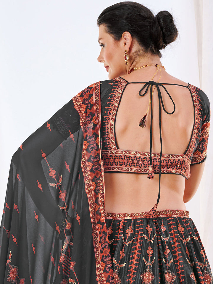 Embellished Kalidar Lehenga Set with Tribal inspired Chiffon dupatta