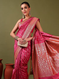 Chhabra 555 Banarasi Zari Woven Traditional Handloom Silk Saree with Intricate Floral Motifs 