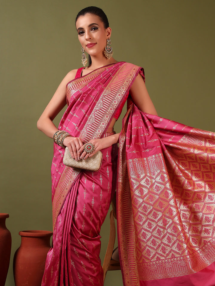 Chhabra 555 Banarasi Zari Woven Traditional Handloom Silk Saree with Intricate Floral Motifs 