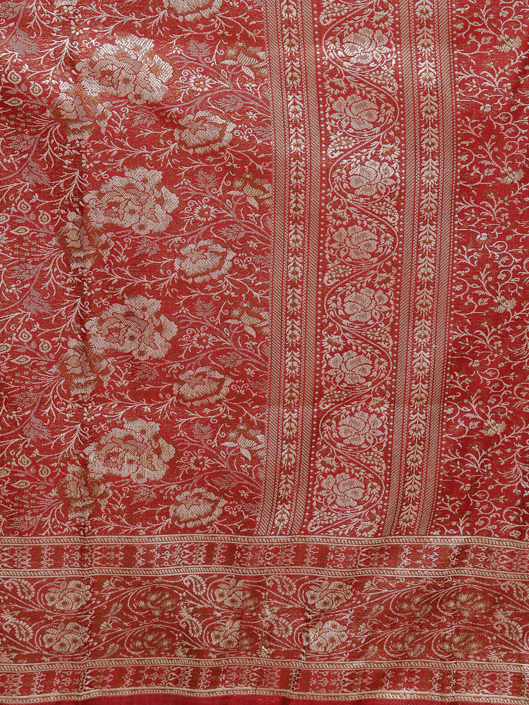 Coral Red Art Silk Woven Design Party Wear Saree