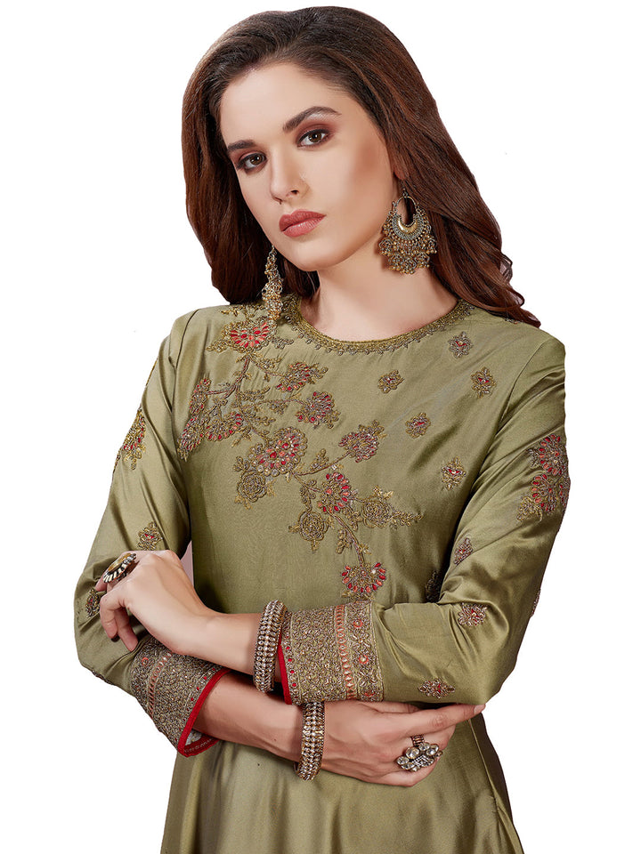Embellished Gown with Zari Jeweled Pattern neckline