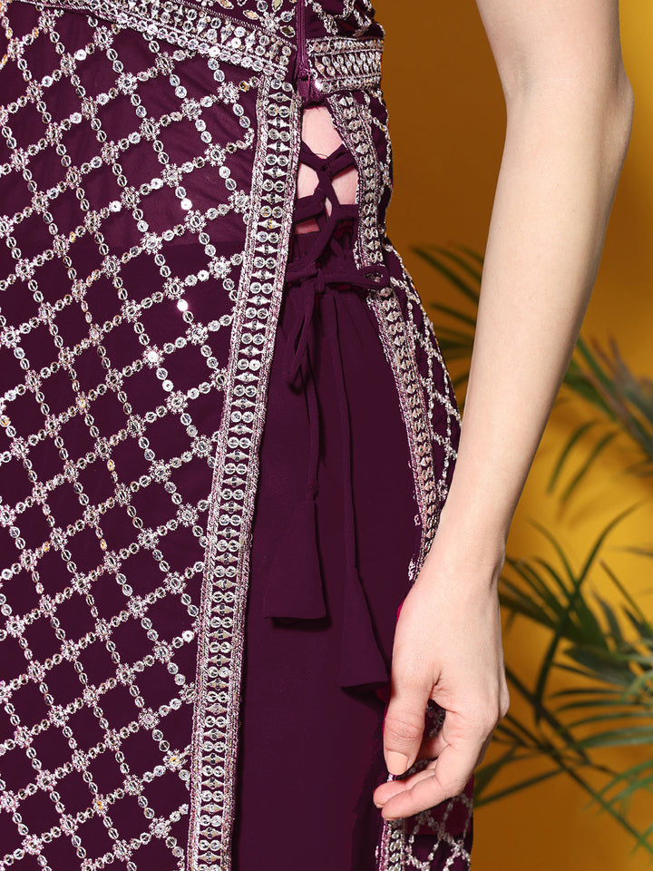 Nyraa Kurta Set with Afghan Harem Pants & Draped dupatta