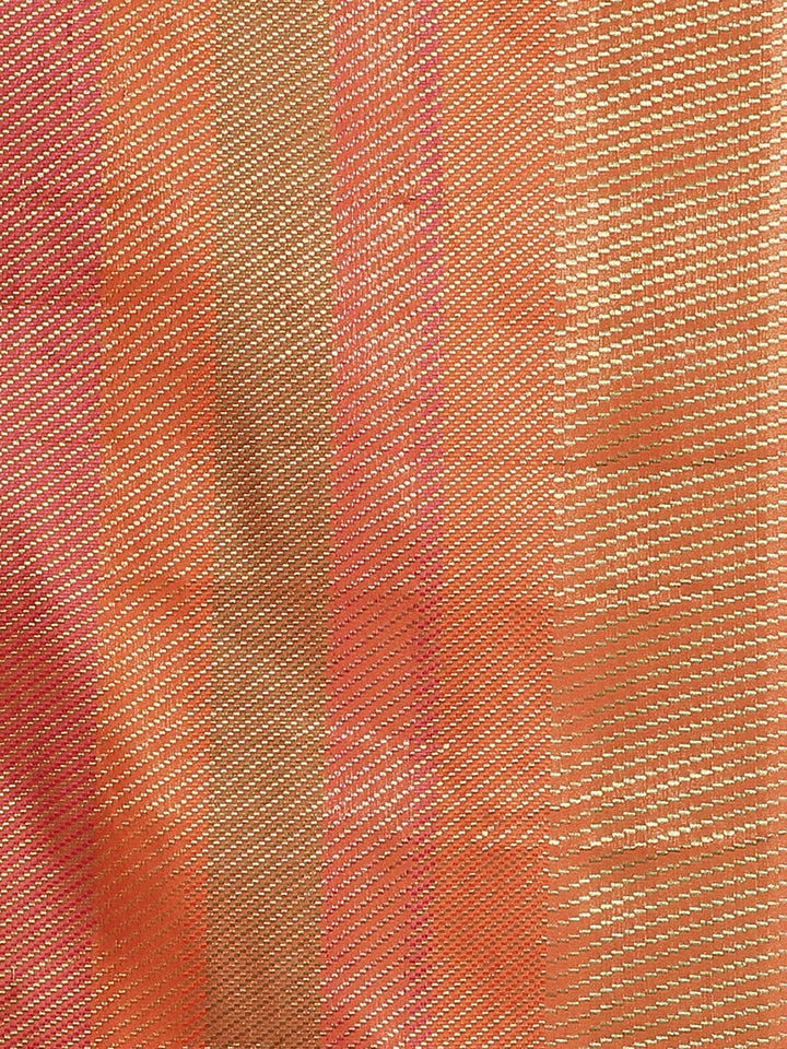 Chanderi Saree with Gold Zari & Resham Floral Meenakari Motifs & Lotus pattern in border