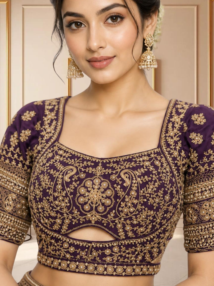 Georgette Lehenga Choli with Heavy Zari & Sequin Paisley Embroidery & Floral Buti Dupatta