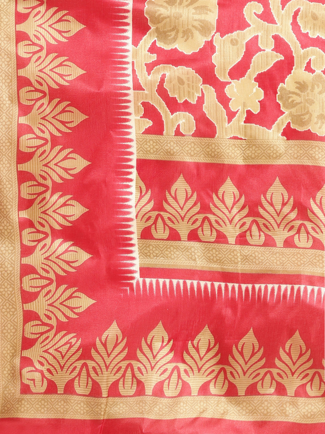 Printed Bhagalpuri Saree with Vibrant Contrast Floral Motifs