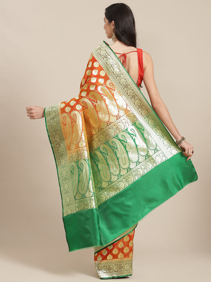 Rust Kanjeevaram Wedding Silk Saree With Traditional Contrast Pallu