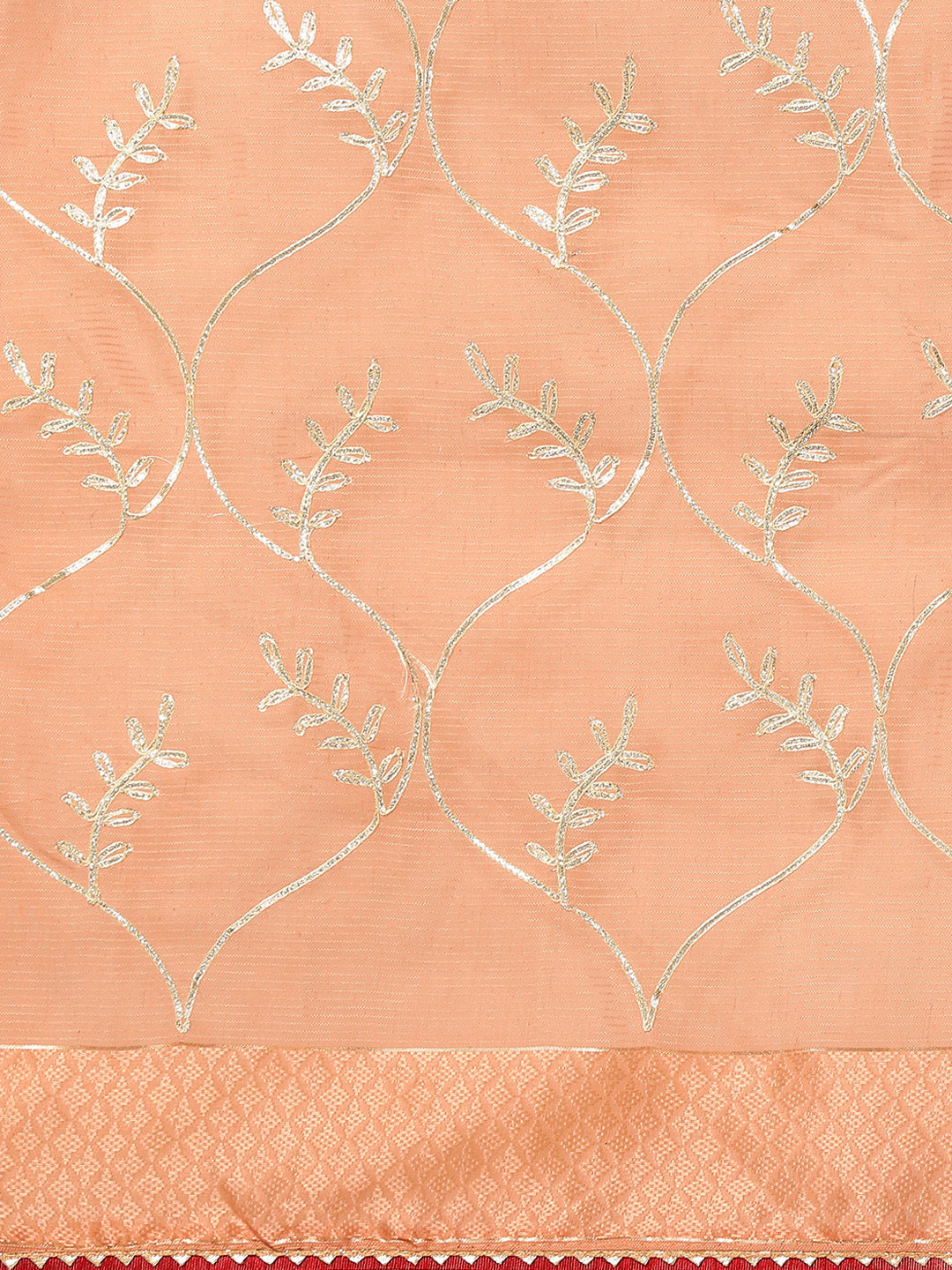 Peach Gota Patti Embroidery Chanderi Saree With Resham Gota Border