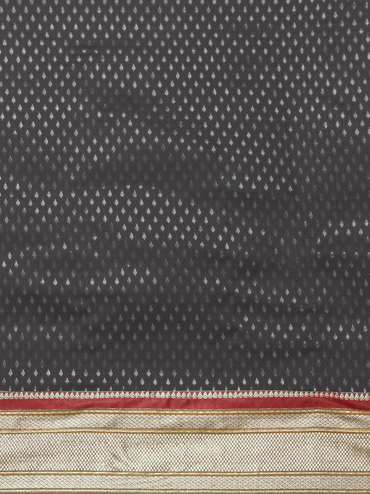 Grey Resham & Zari Jamdani Weaving Banarasi Handloom Silk Saree