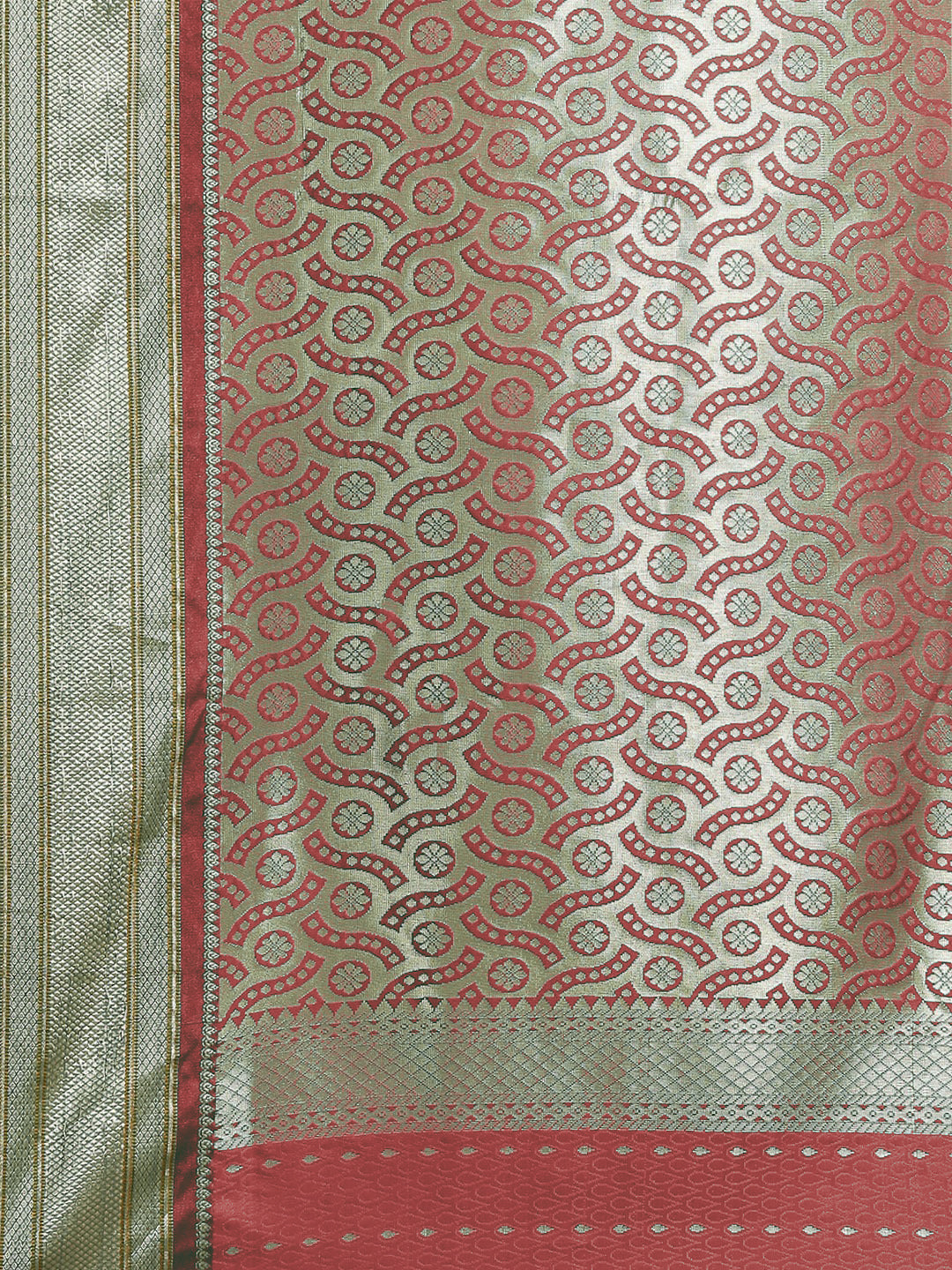 Grey Resham & Zari Jamdani Weaving Banarasi Handloom Silk Saree