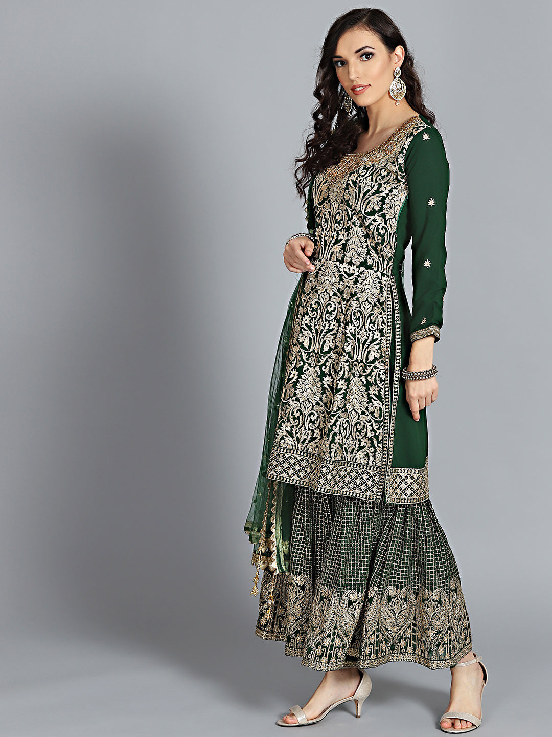 Resham and Zari Embroidered Sharara Kurta Set