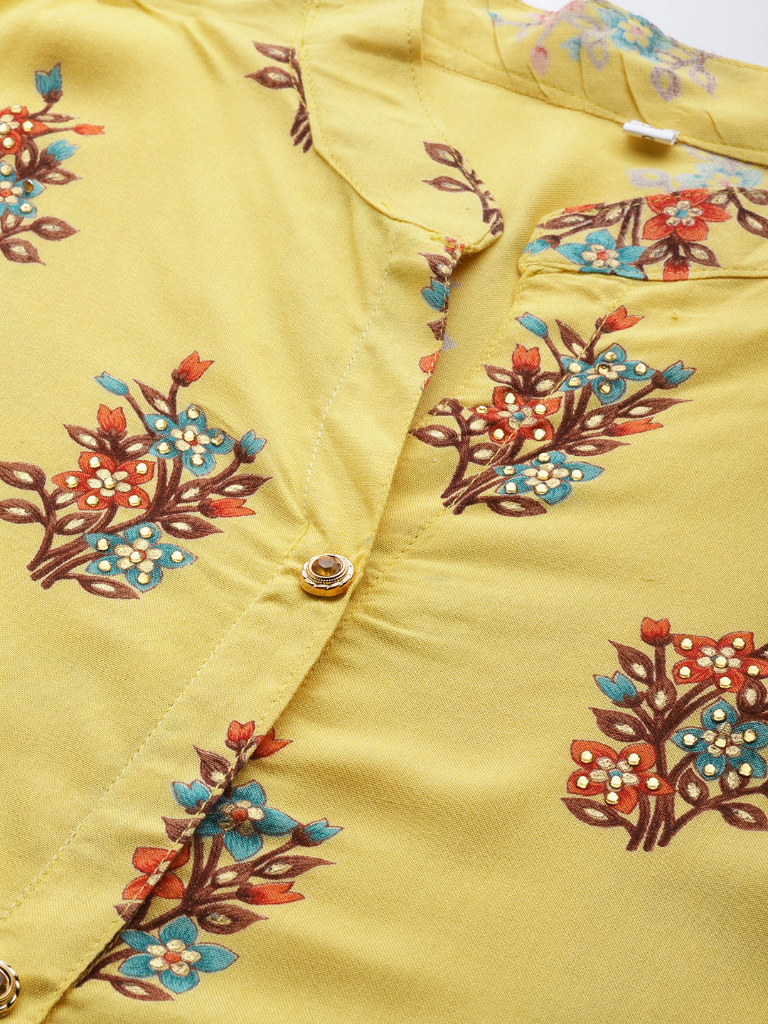Floral Digital Print Kurta Sharara Set with Crystal Embellishments