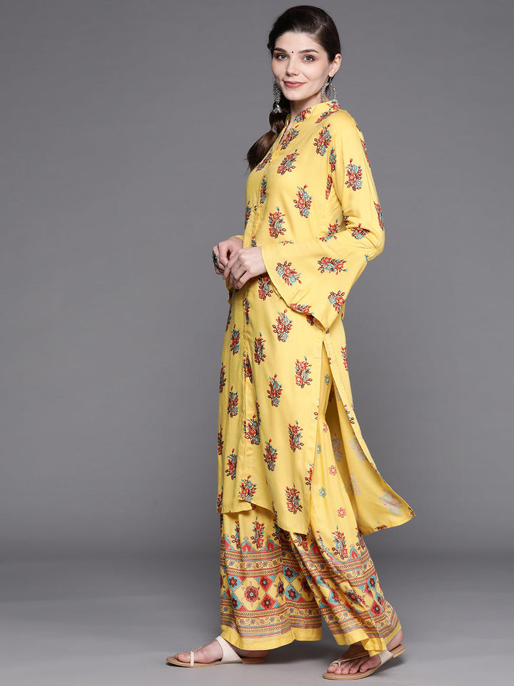 Floral Digital Print Kurta Sharara Set with Crystal Embellishments