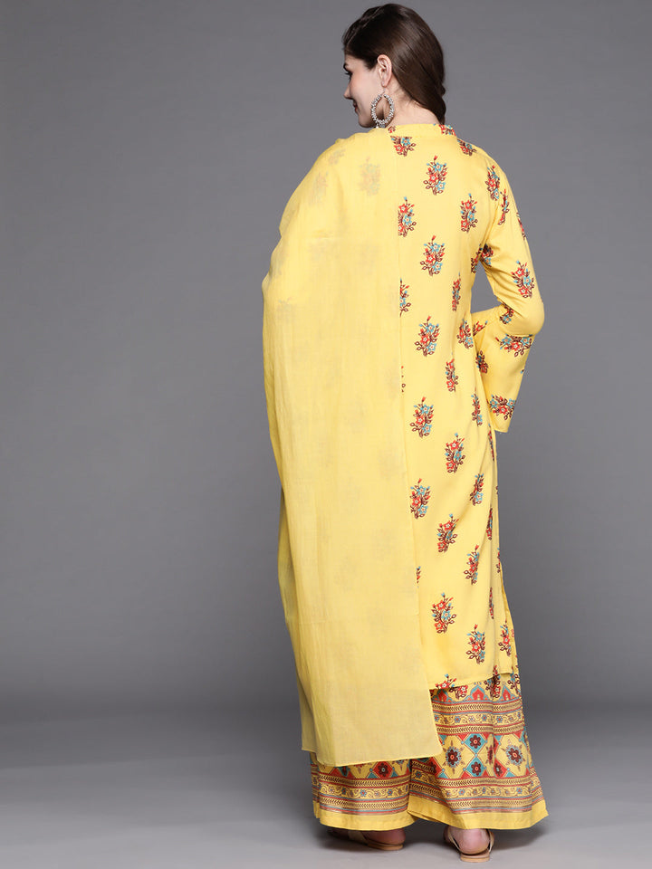 Floral Digital Print Kurta Sharara Set with Crystal Embellishments