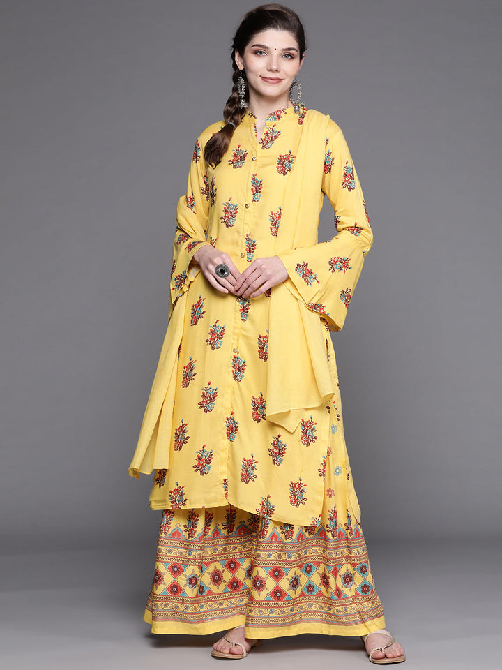 Floral Digital Print Kurta Sharara Set with Crystal Embellishments