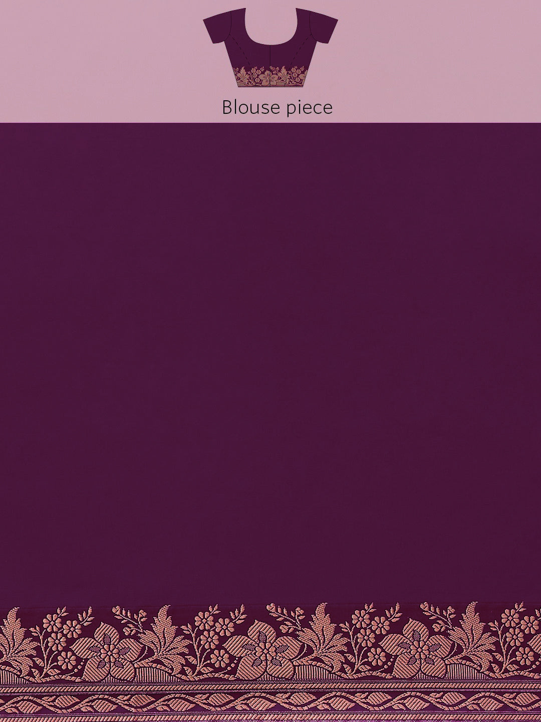 Deep Purple Solid Banarasi Silk Saree with Zari Woven Floral Border
