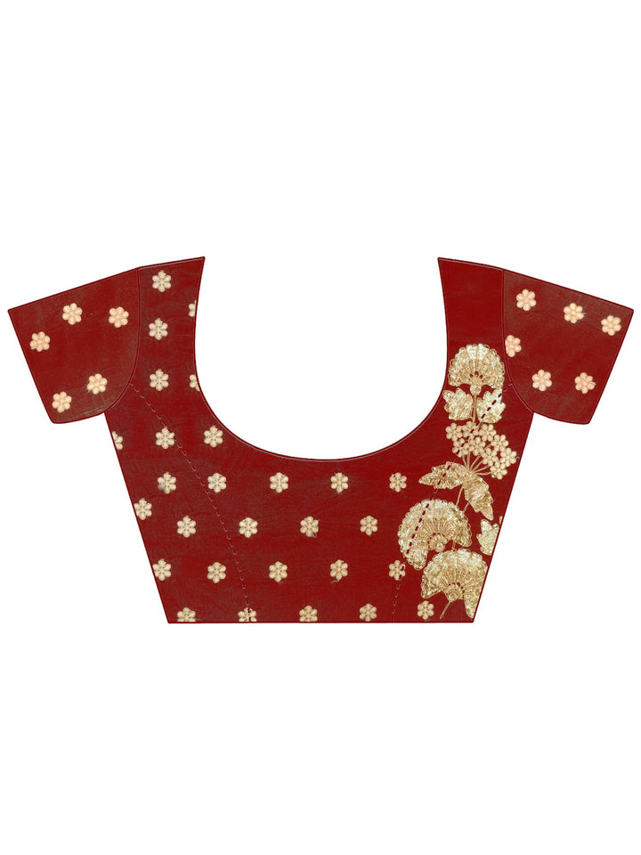 Maroon Velvet Heavy Embroidered Semi Stiched Lehanga Choli With Net Embroidered Dupatta