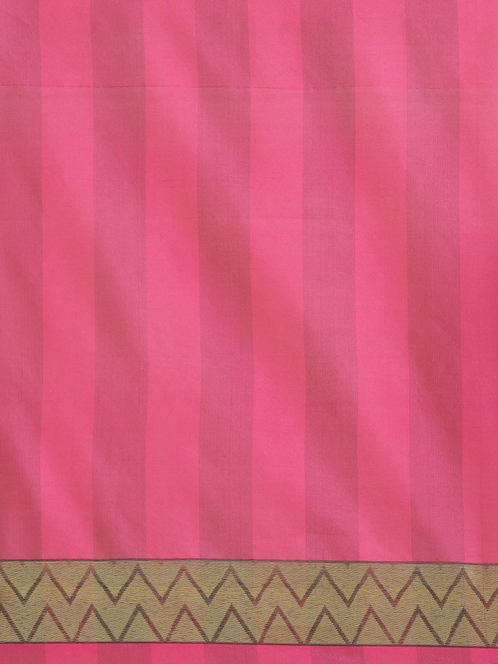 Mangalagiri Chanderi Silk Saree with Bright Pink Black Checkered pattern and Zari Pallu