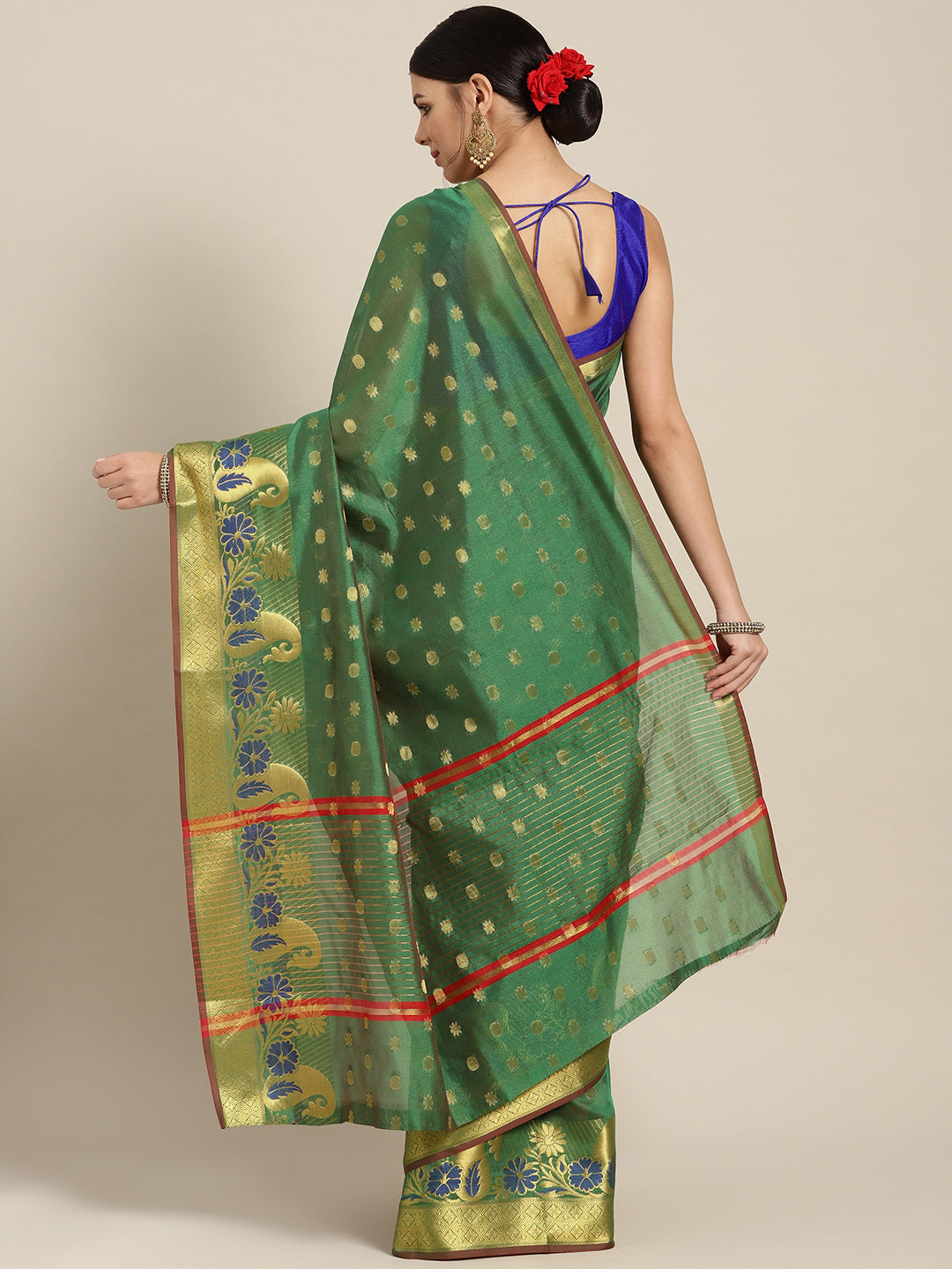 Banarasi Chanderi Silk Saree with Zari Meenakari Weaving