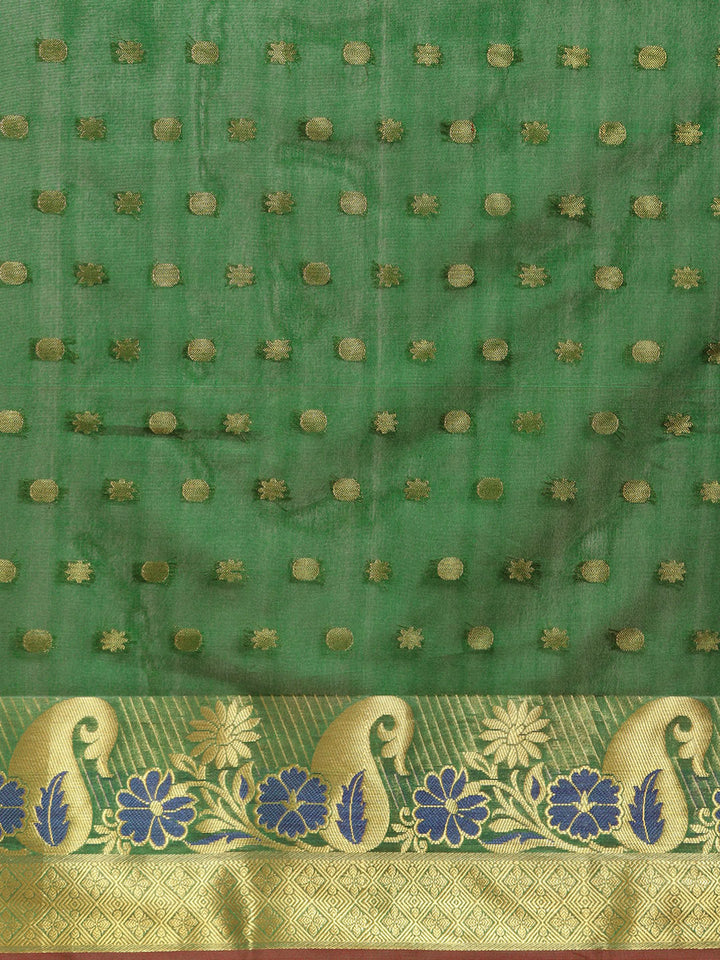 Banarasi Chanderi Silk Saree with Zari Meenakari Weaving