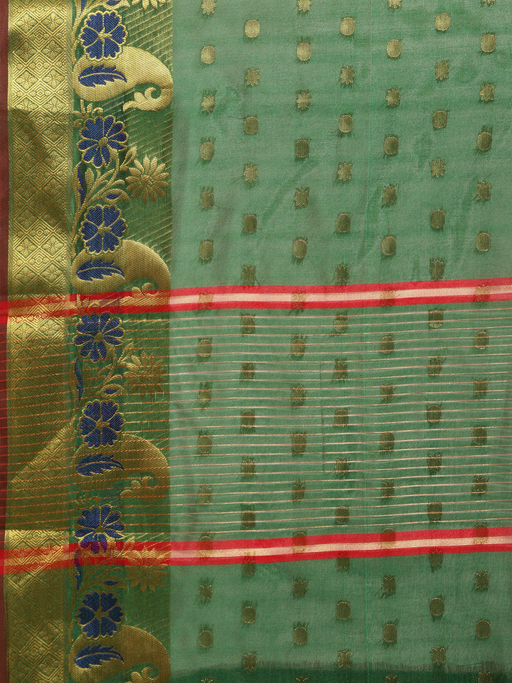 Banarasi Chanderi Silk Saree with Zari Meenakari Weaving
