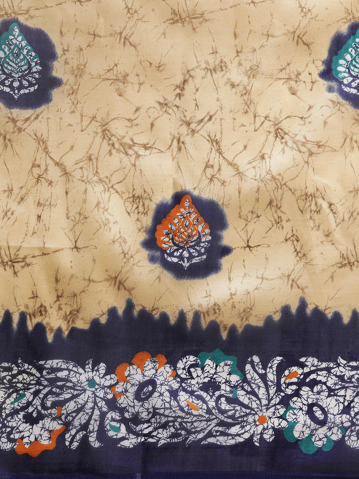 Bhagalpuri Silk Kalamkari Inspired Saree with Tie and Dye Pattern