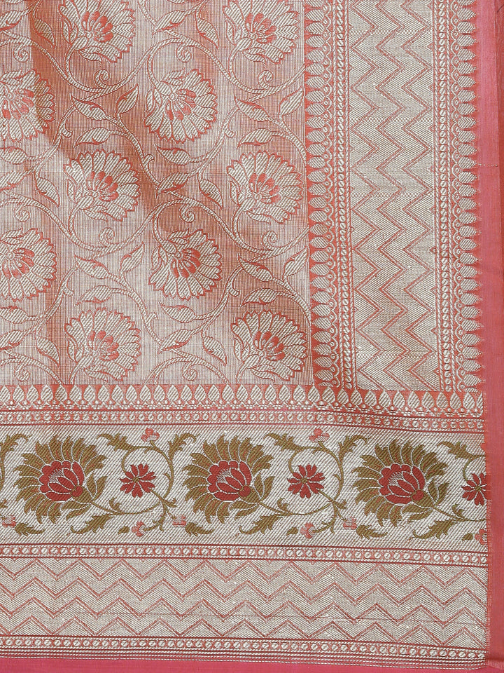 Fiery Red Woven Design Banarasi Silk Saree