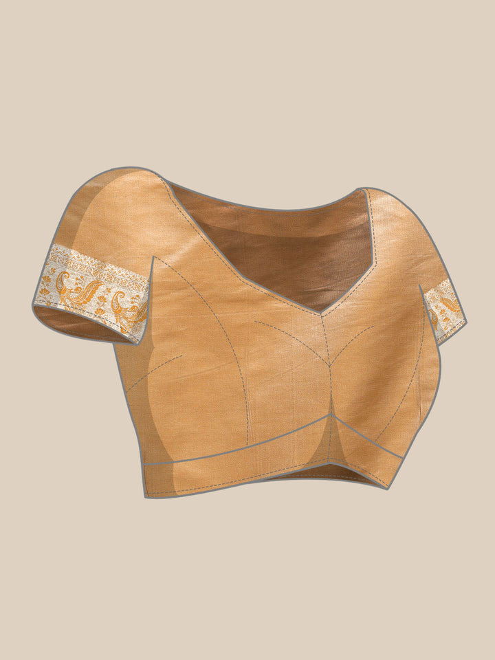 Beige Tassar Resham & Zari Embellish Kanjeewaram Paisley Silk Saree