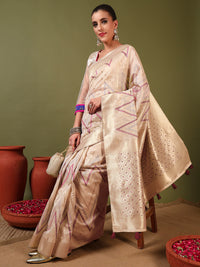 Chhabra 555 Ageless Traditional Banarasi Chanderi Jute Cotton Saree with Meenakari Resham Weaving