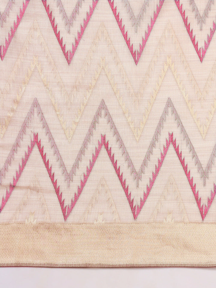 Ageless Traditional Banarasi Chanderi Jute Cotton Saree with Meenakari Resham Weaving