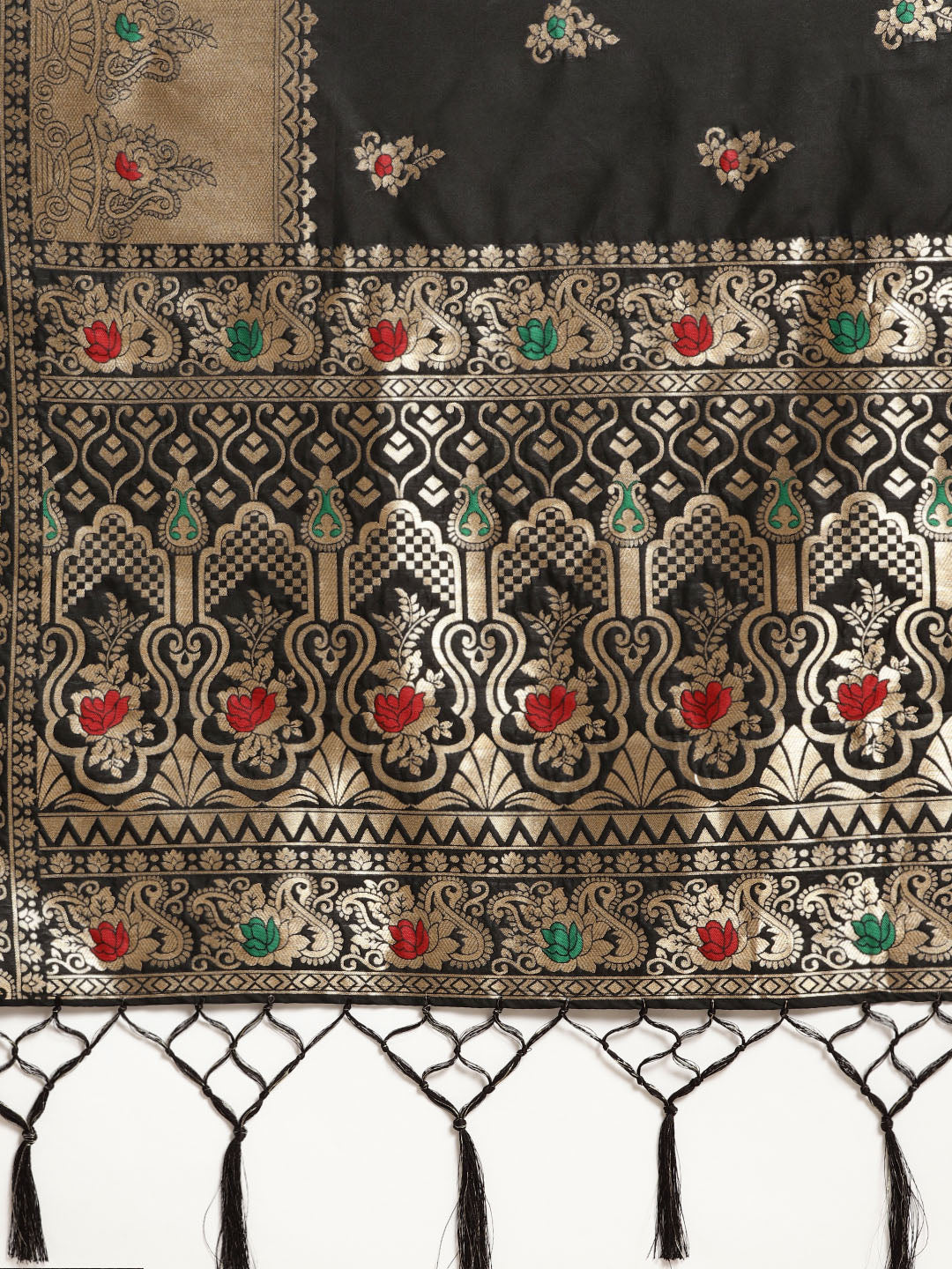 Banarasi Handloom Silk Meenakari Saree with Jhalar