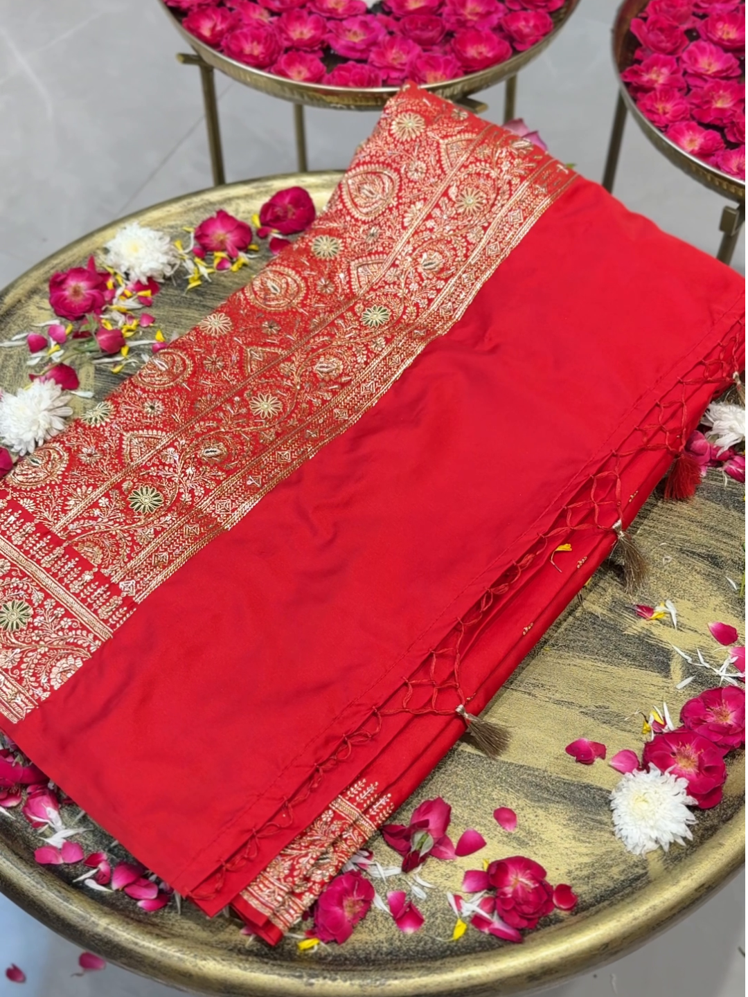 Kattan Banarasi Silk Saree with intricate Aari Sequin Embroidery