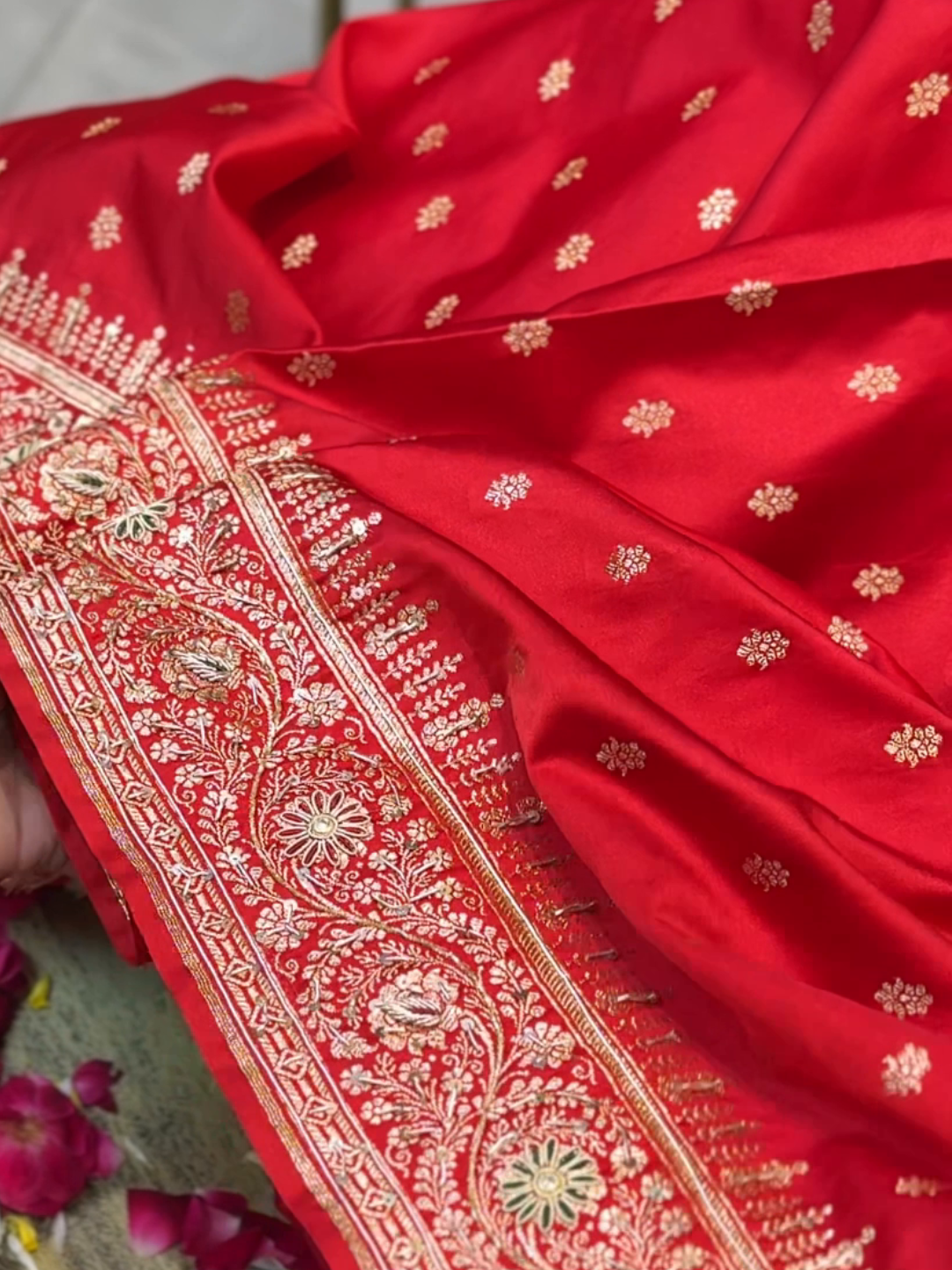Kattan Banarasi Silk Saree with intricate Aari Sequin Embroidery