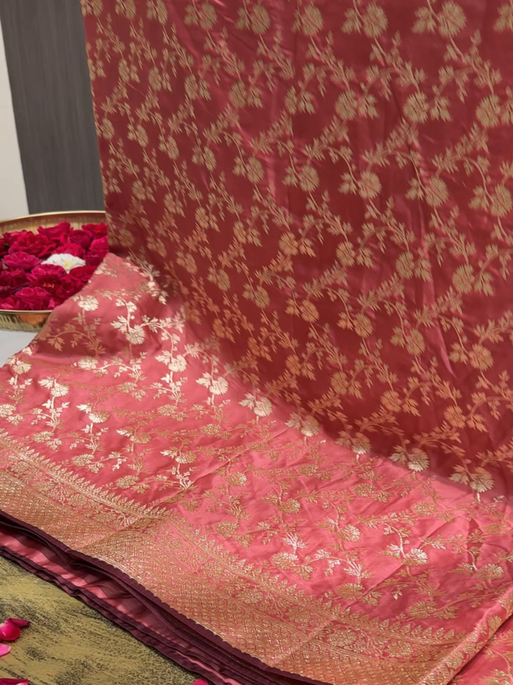 Soft Silk Heavy Zari Woven Floral Jaal Saree