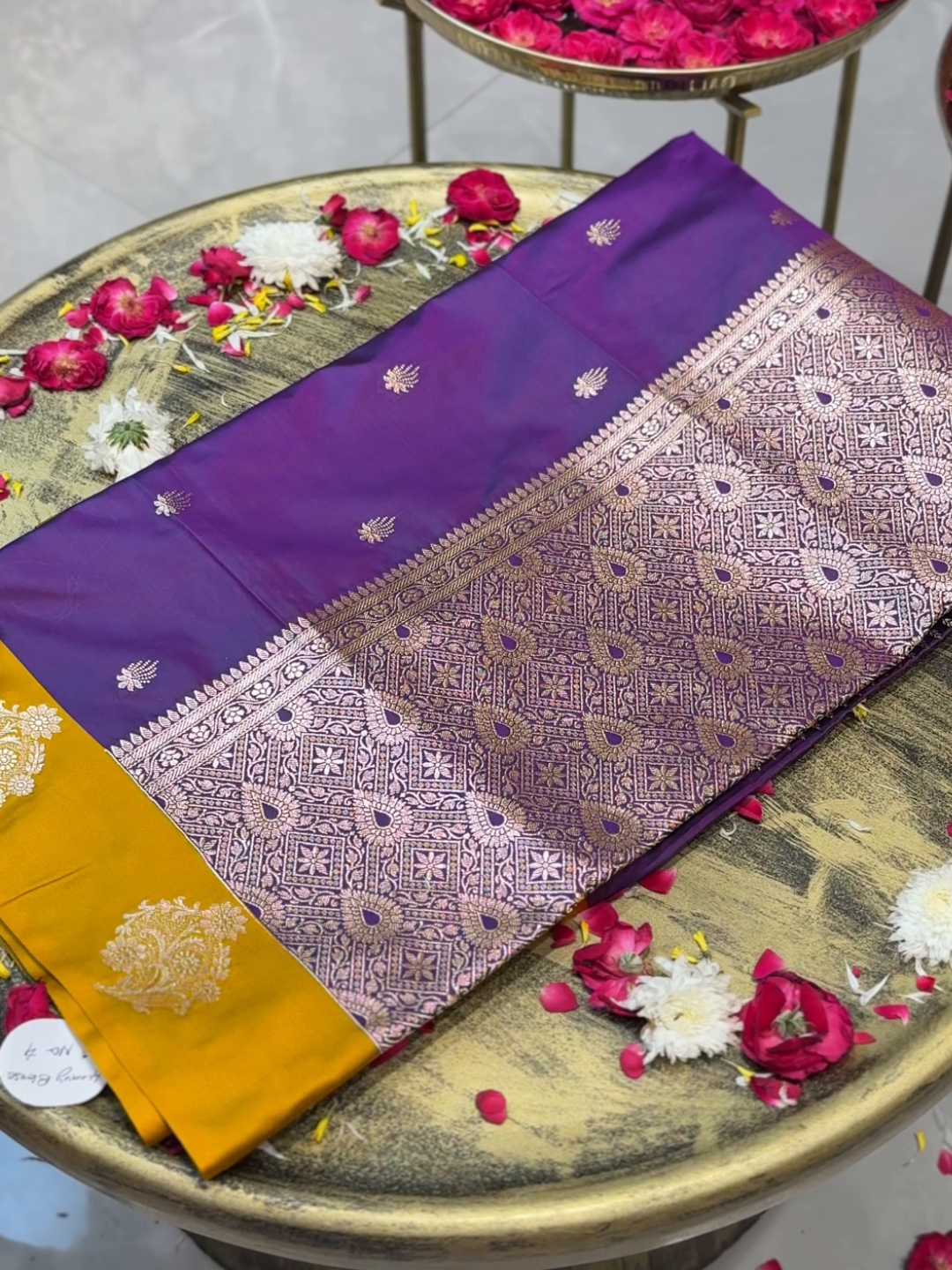 Soft Mysore Silk Zari Woven Saree with Contrast Blouse