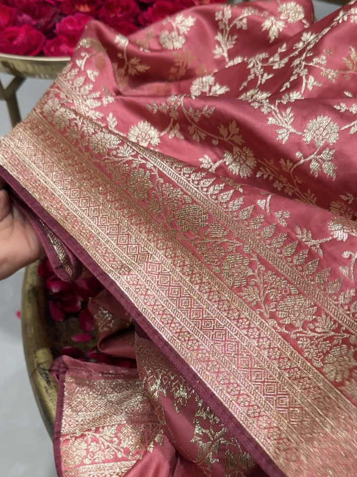 Soft Silk Heavy Zari Woven Floral Jaal Saree