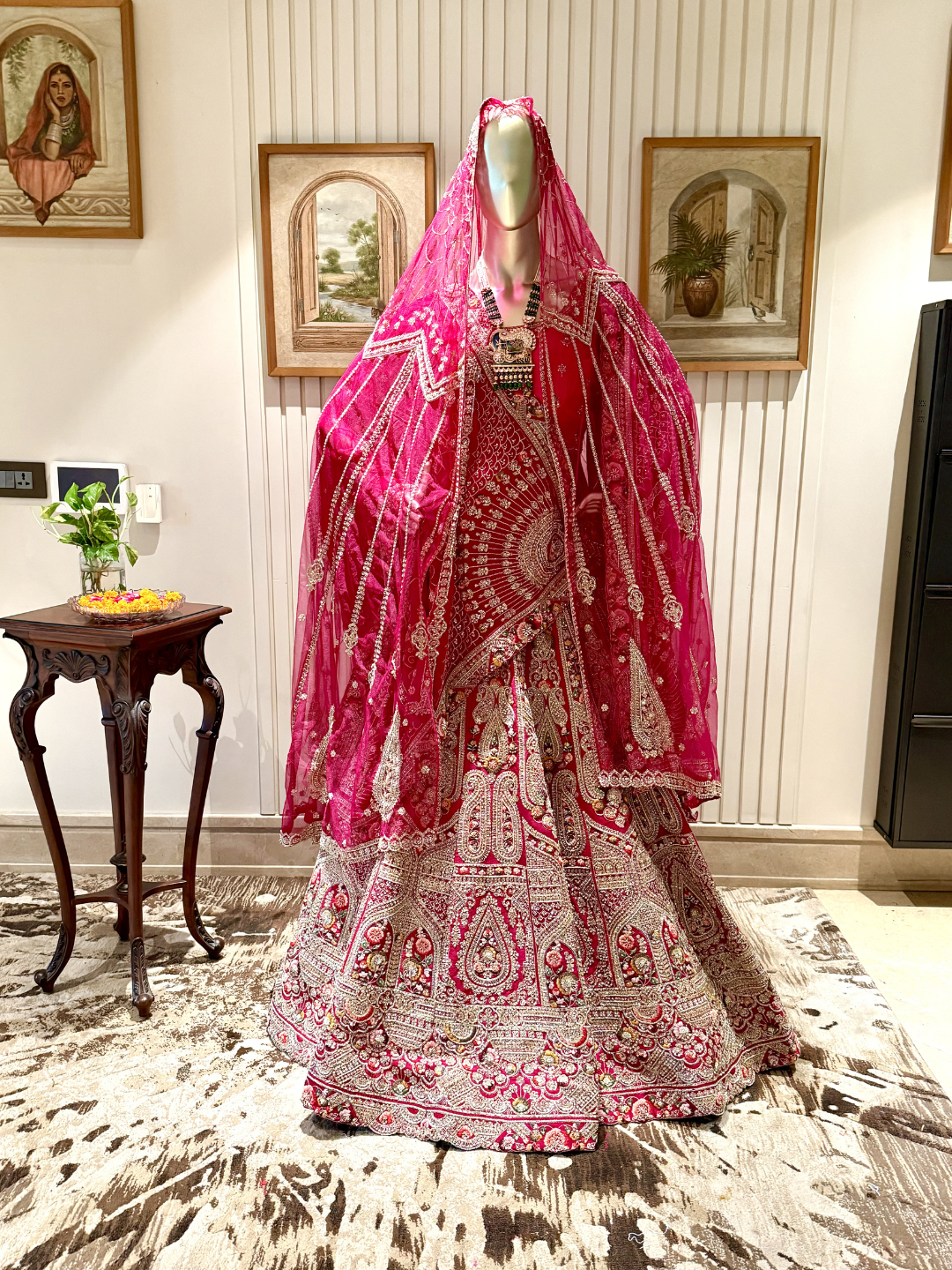 Heavy Zari & Sequin Embroidered Paisley Bridal Lehenga