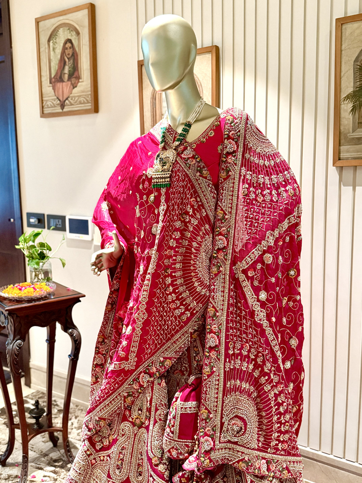 Heavy Zari & Sequin Embroidered Paisley Bridal Lehenga