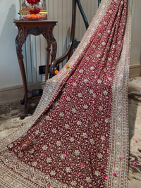 Georgette Heavy Zari Floral Jaal Embroidered Saree