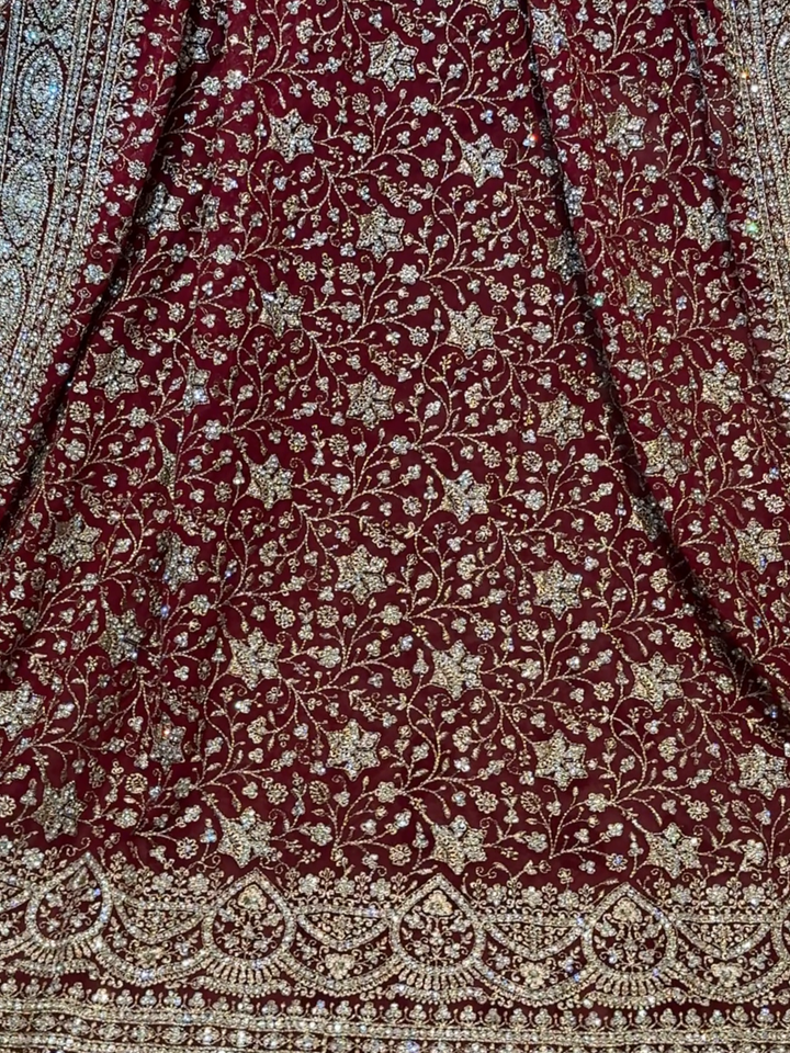 Georgette Heavy Zari Floral Jaal Embroidered Saree